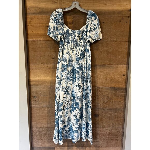 ZOE & CLAIRE Floral Puff Sleeve Front Slit Midi Dress size L - Picture 6 of 10